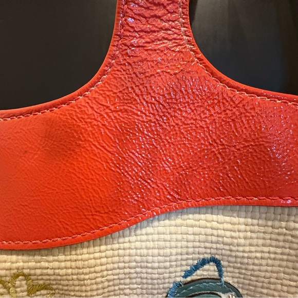 Vintage Y2K Coach Lexi Woven Straw Butterfly Purse-  Coral/Orange B1168-F16584 - Picture 7 of 16